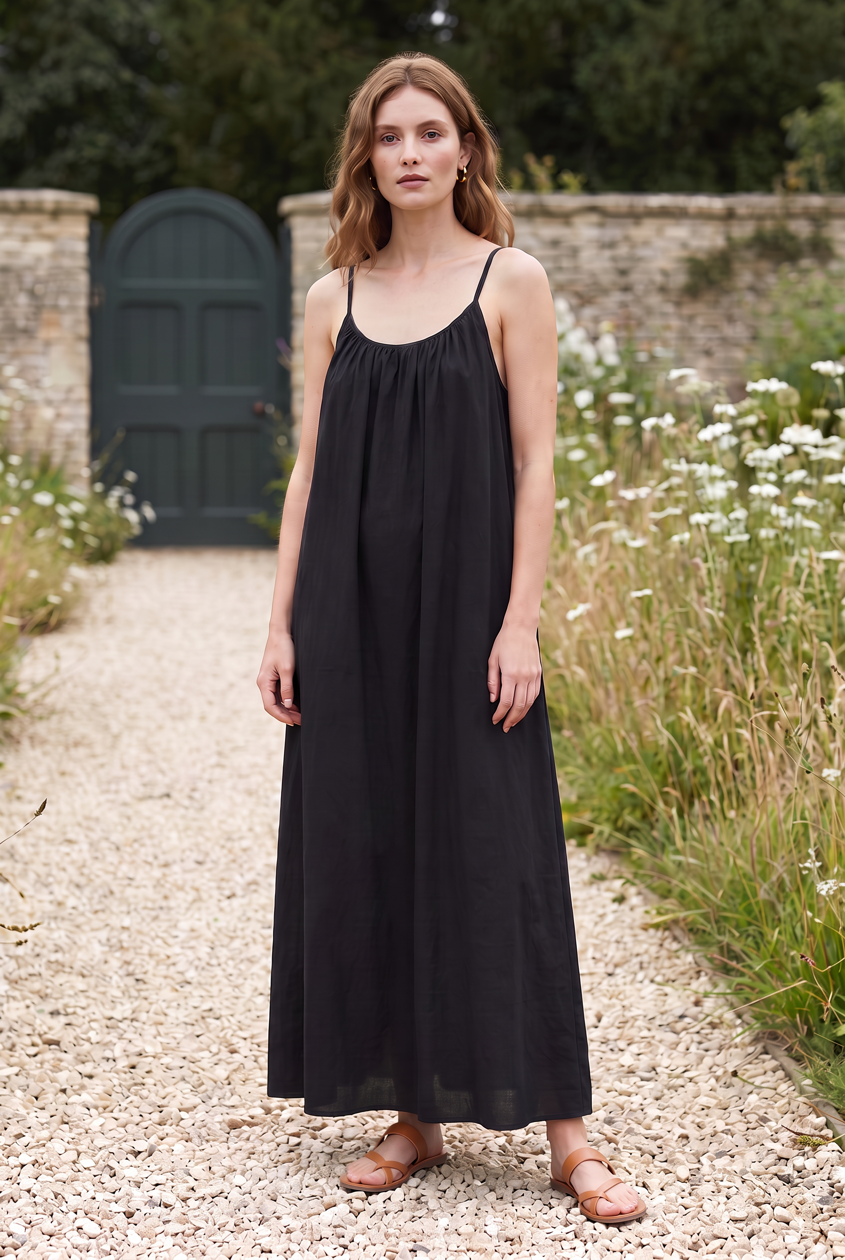 Black Backless Long Dress front view